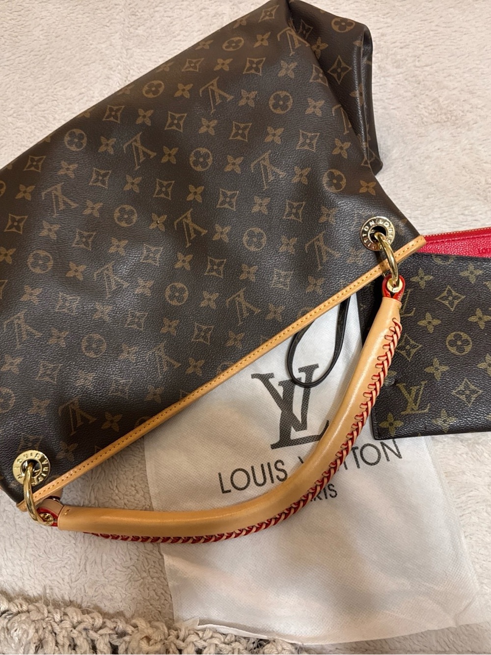 Classic Monogram Canvas Shoulder Tote in Brown